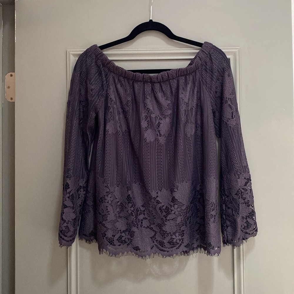 Arizona Off-Shoulder Lace Black Top, Size M